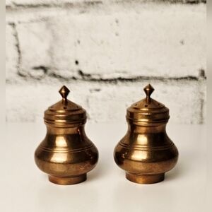 Vintage Solid Brass Salt & Pepper Shakers Classic Mid Century Tableware
